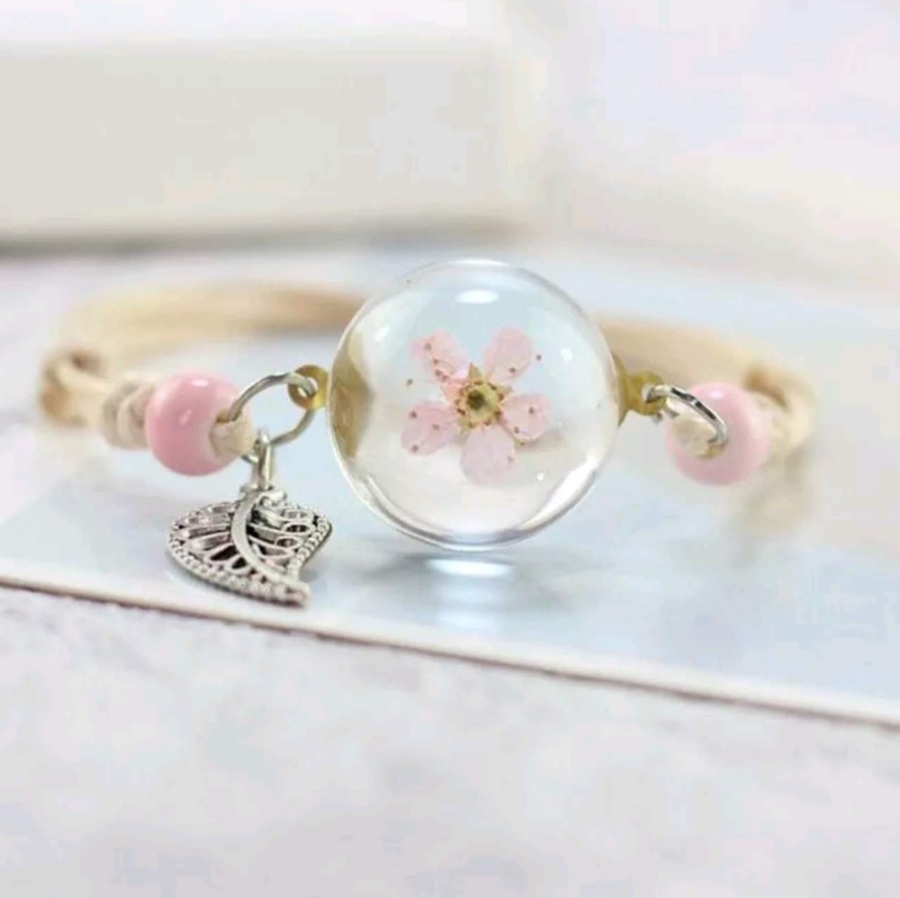 🌸Adjustable Pink Lucky Dried Flower Bracelet🌸